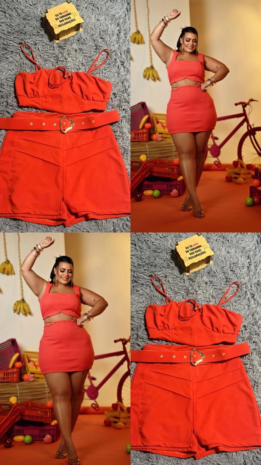 Conjunto Plus Size Laranja com Cinto