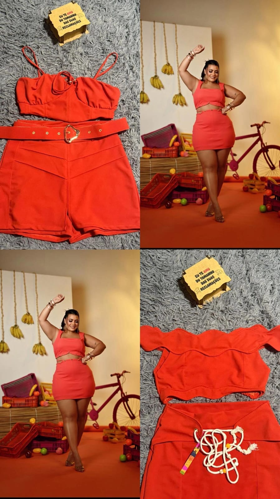 Colagem Conjuntos Laranja e Vermelho