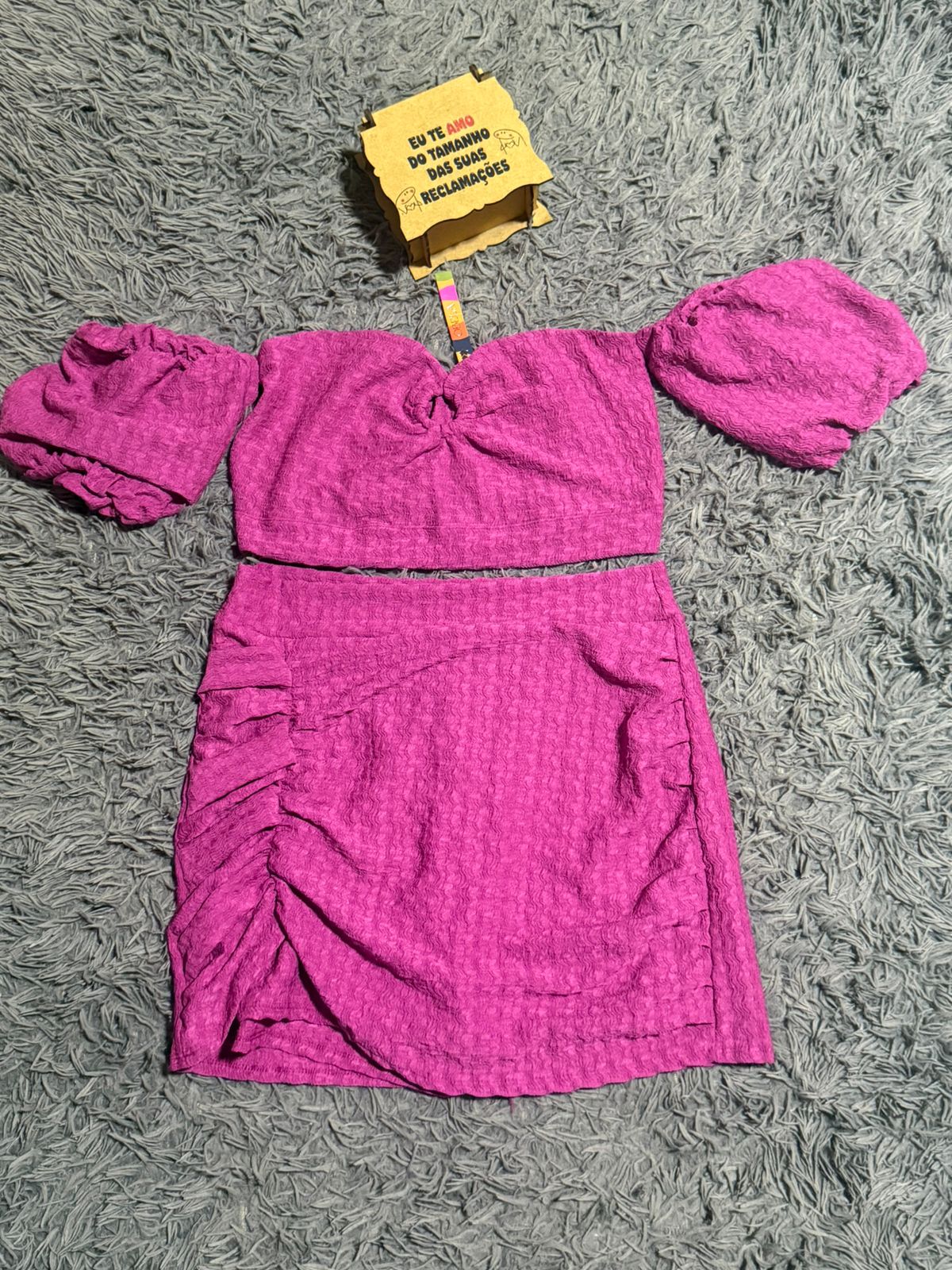 Conjunto Plus Size Fúcsia Manga Bufante