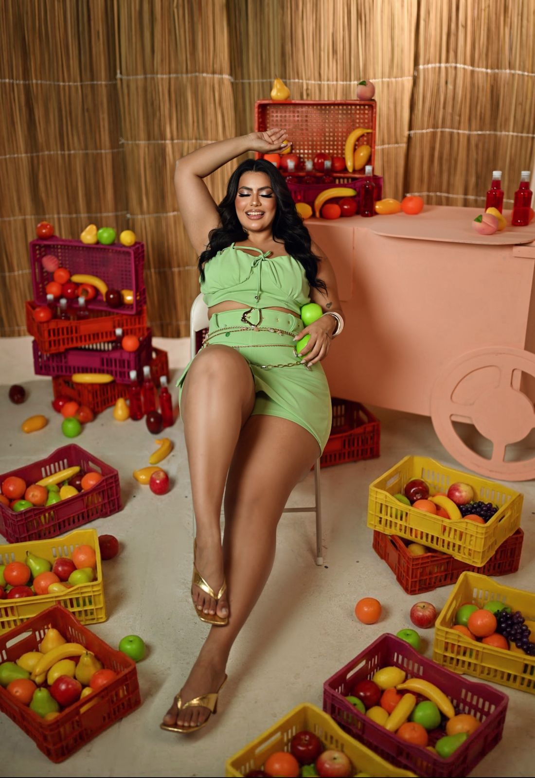 Conjunto Plus Size Verde Lima (Sentada)