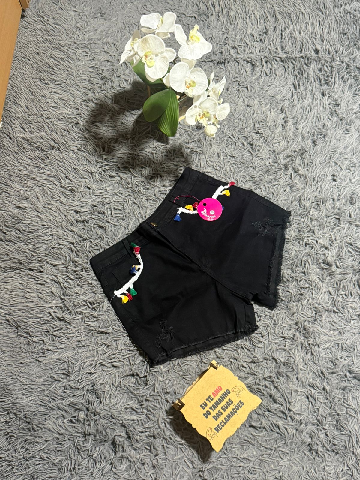 Short Plus Size Preto com Crochê